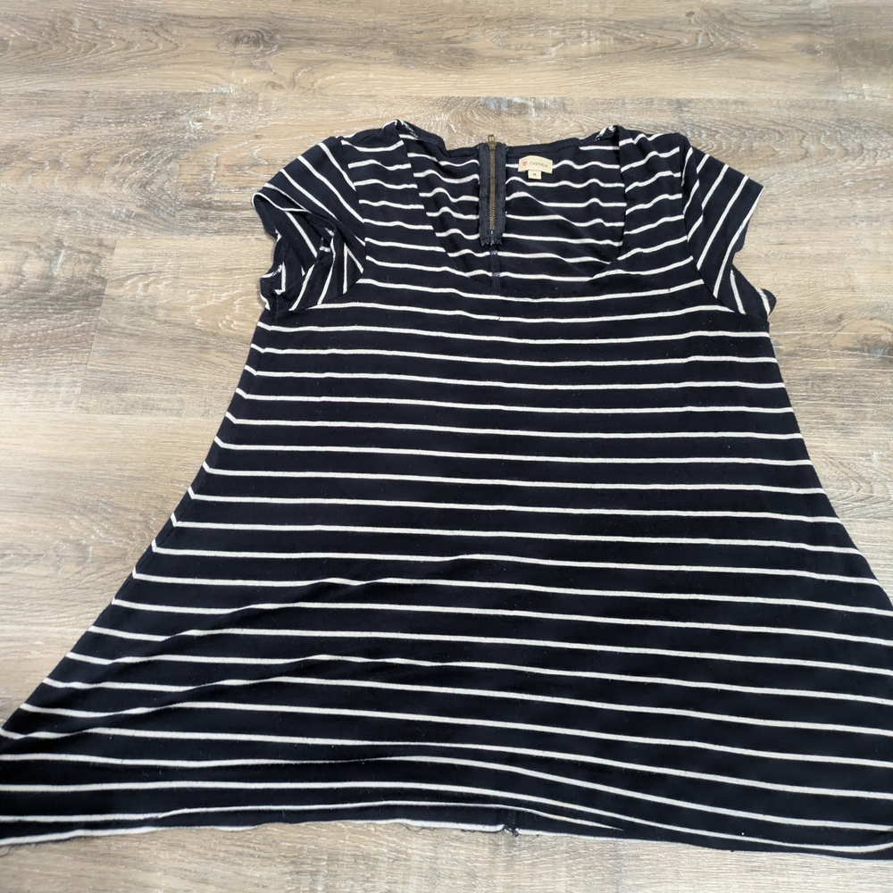 Daniel Cremieux Navy & White Striped Cap-Sleeve Tunic